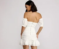 Off Shoulder Ruffle Mini Dress