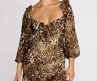 Leopard Love Lace Up Front Mini Dress