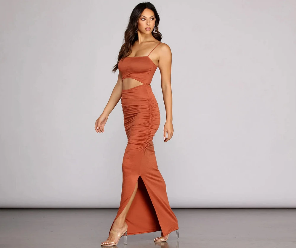 Ruched To The Maxi Knit Dress