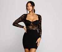 Sweet Appeal Crepe and Lace Mini Dress