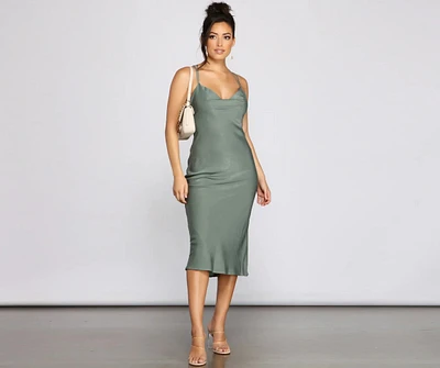 Forever Chic Satin Midi Dress