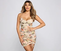 Floral Mood Ruched Mini Dress