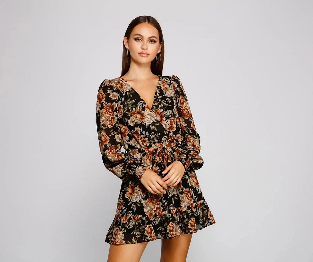 Ruffled Romance Floral Skater Dress