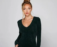 Glitzy Moment Glitter Knit Mini Dress