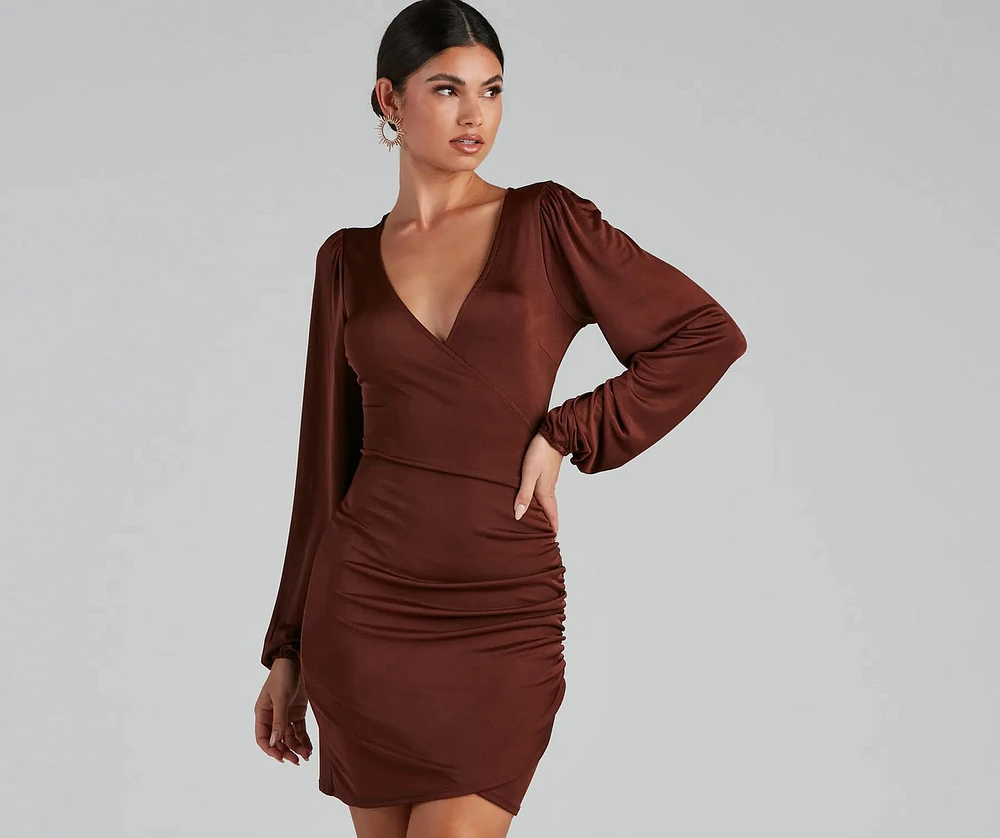 Out For The Night Plunge Wrap Mini Dress