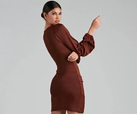 Out For The Night Plunge Wrap Mini Dress