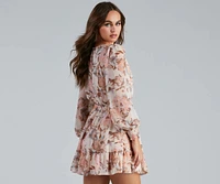 Southern Charm Floral Chiffon A-Line Dress