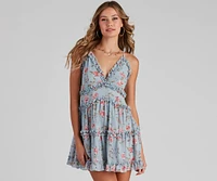 Flirty Floral Chiffon Babydoll Dress