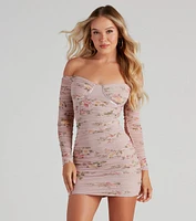 Sweet Florals Mesh Piped Mini Dress