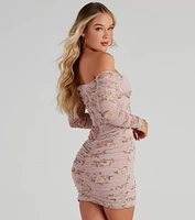 Sweet Florals Mesh Piped Mini Dress