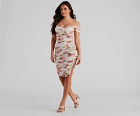 Total Flirt Floral Off-The-Shoulder Dress