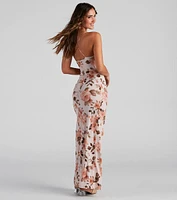 Rose Above It V-Neck Slit Maxi Dress