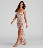 Rose Above It V-Neck Slit Maxi Dress