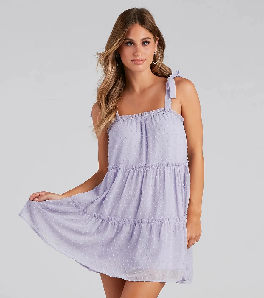 Sway With Me Chiffon Dot Tiered Dress