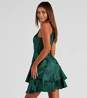 Dream Of Lace Satin Skater Dress