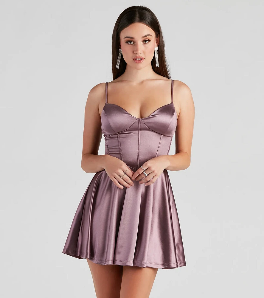 Flirty Feels Satin Skater Dress