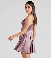 Flirty Feels Satin Skater Dress