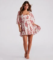 Sunday Girl Floral Chiffon Skater Dress