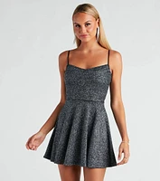 Glam Muse Glitter Knit Skater Dress