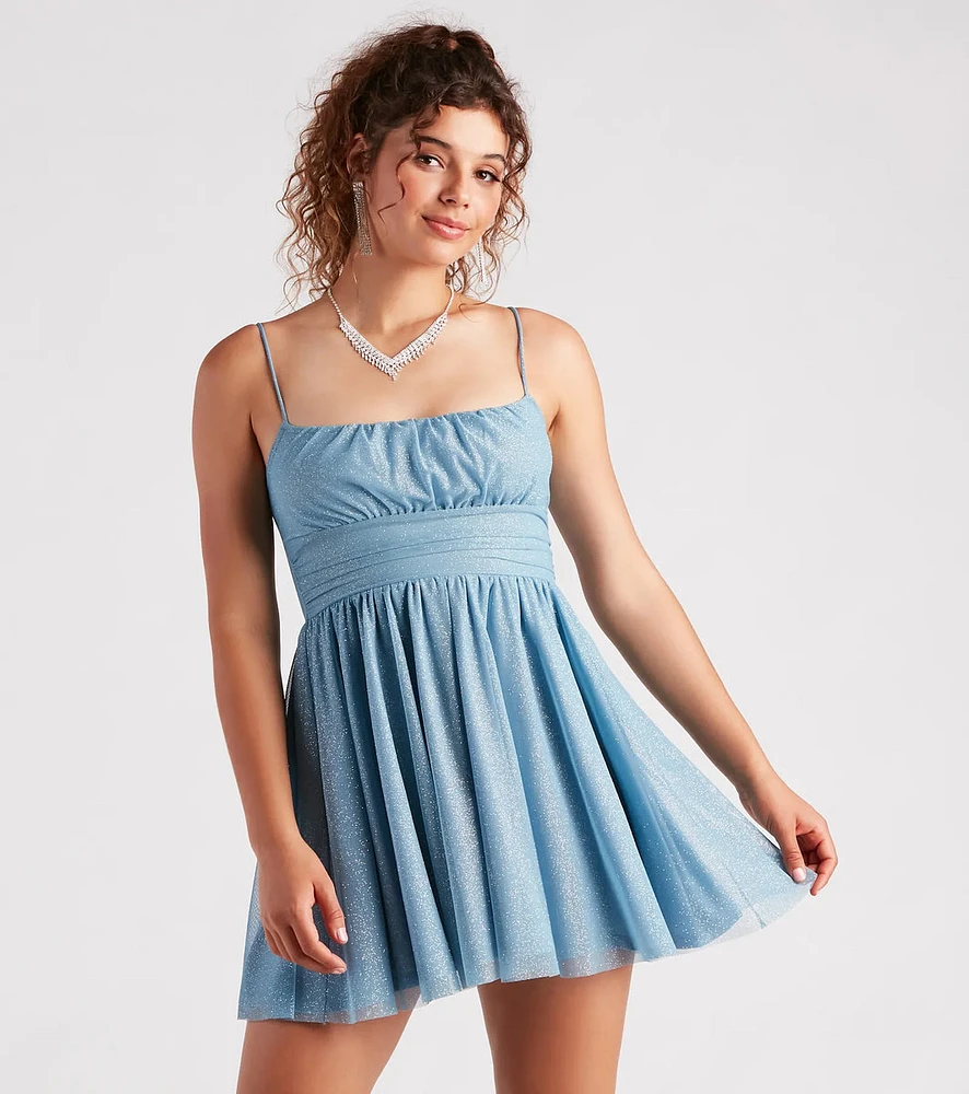 Pop The Bubbly Glitter Mesh Party Dress