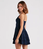 Lace Amour V-Neck Skater Dress