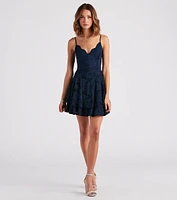 Lace Amour V-Neck Skater Dress