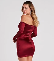 Alluring Chic Off-The-Shoulder Satin Mini Dress