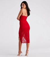 Unwrap Me Lace V-Neck Midi Dress