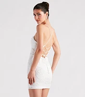 Chic Devotion Lace Cowl Neck Mini Dress