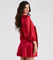 Sleek Satin Tie-Front Mini Dress