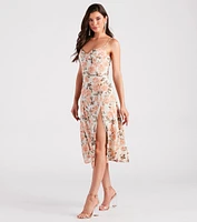 Lovely Seeing You Floral Chiffon Midi Dress