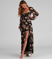 Swept Away Floral Chiffon Maxi Dress