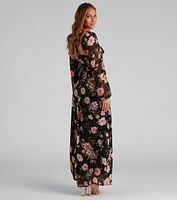 Swept Away Floral Chiffon Maxi Dress