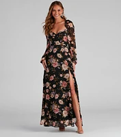 Swept Away Floral Chiffon Maxi Dress