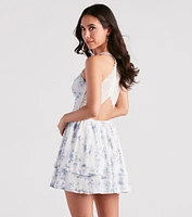 True Romance Floral Chiffon Lace Dress