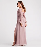 Sheer Beauty Chiffon Slit Maxi Dress