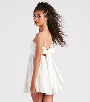 Pleated Princess Bow Back Skater Dress