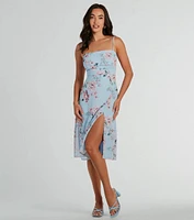 Floral Beauty Chiffon A-Line Midi Dress