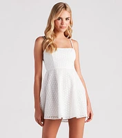 Romance Avenue Floral Crochet Skater Dress