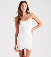 VIP Only V-Neck Ruched Mini Dress