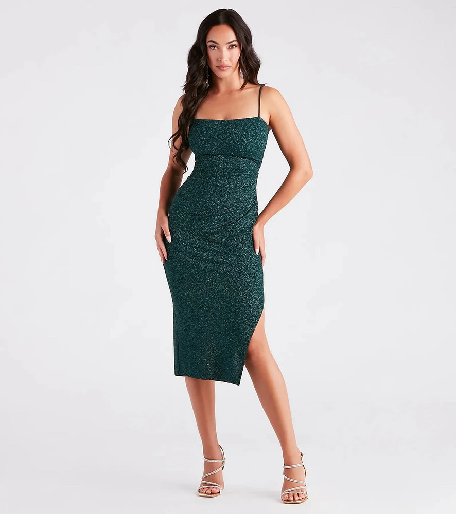 Glitzy Gorgeous Glitter Knit Midi Dress