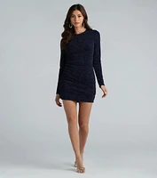 Sparkly Marvel Glitter Long Sleeve Party Dress