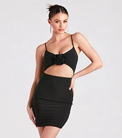 Sweet Statement Rose Cutout Mini Dress