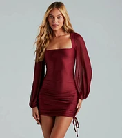 Elevated Puff Sleeve Ruched Mini Dress