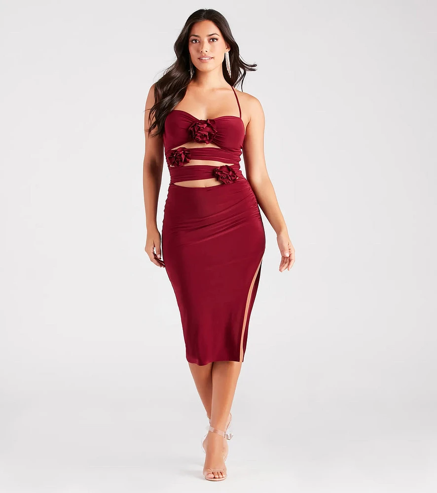 Rose So Sweet Halter Cutout Midi Dress