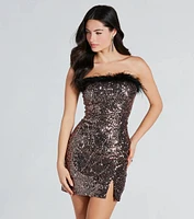 Shine Tonight Sequin Marabou Mini Dress