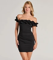 Chic Factor Ruffled Off-The-Shoulder Mini Dress