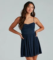 Ready To Shine Glitter Short Skater Dress