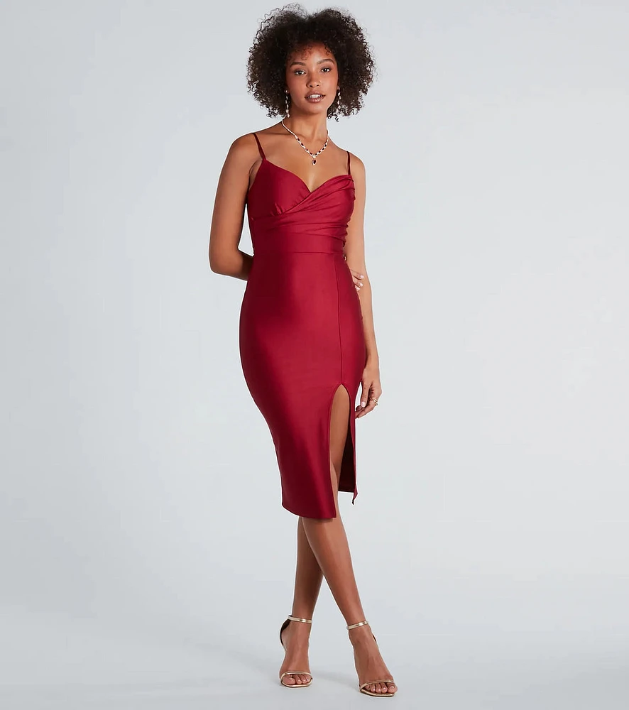 High Ratings Surplice V-Neck Midi Dress