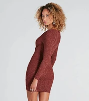 Raining Glitter V-Neck Mini Dress